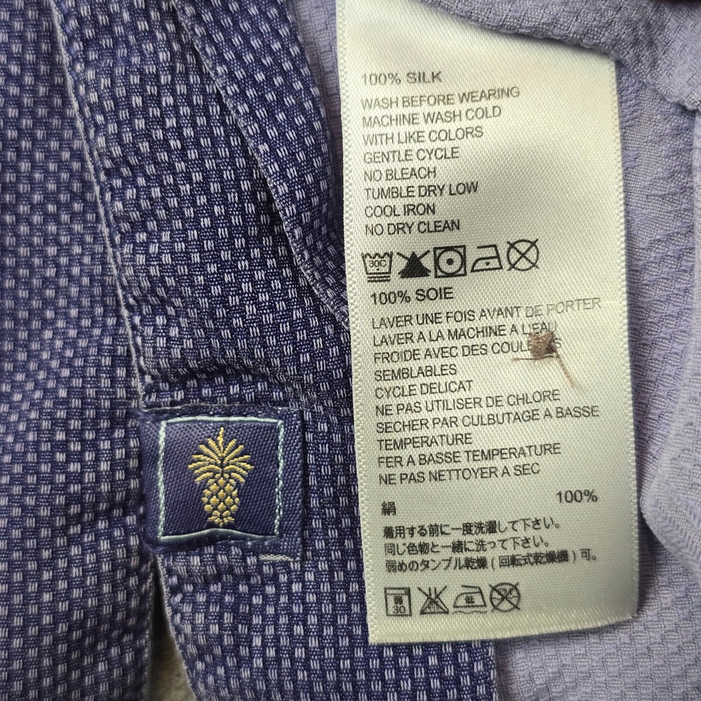 Tommy Bahama Camp Shirt Mens XXL Blue 100% Silk Original Fit Floral Jacquard - Picture 6 of 9